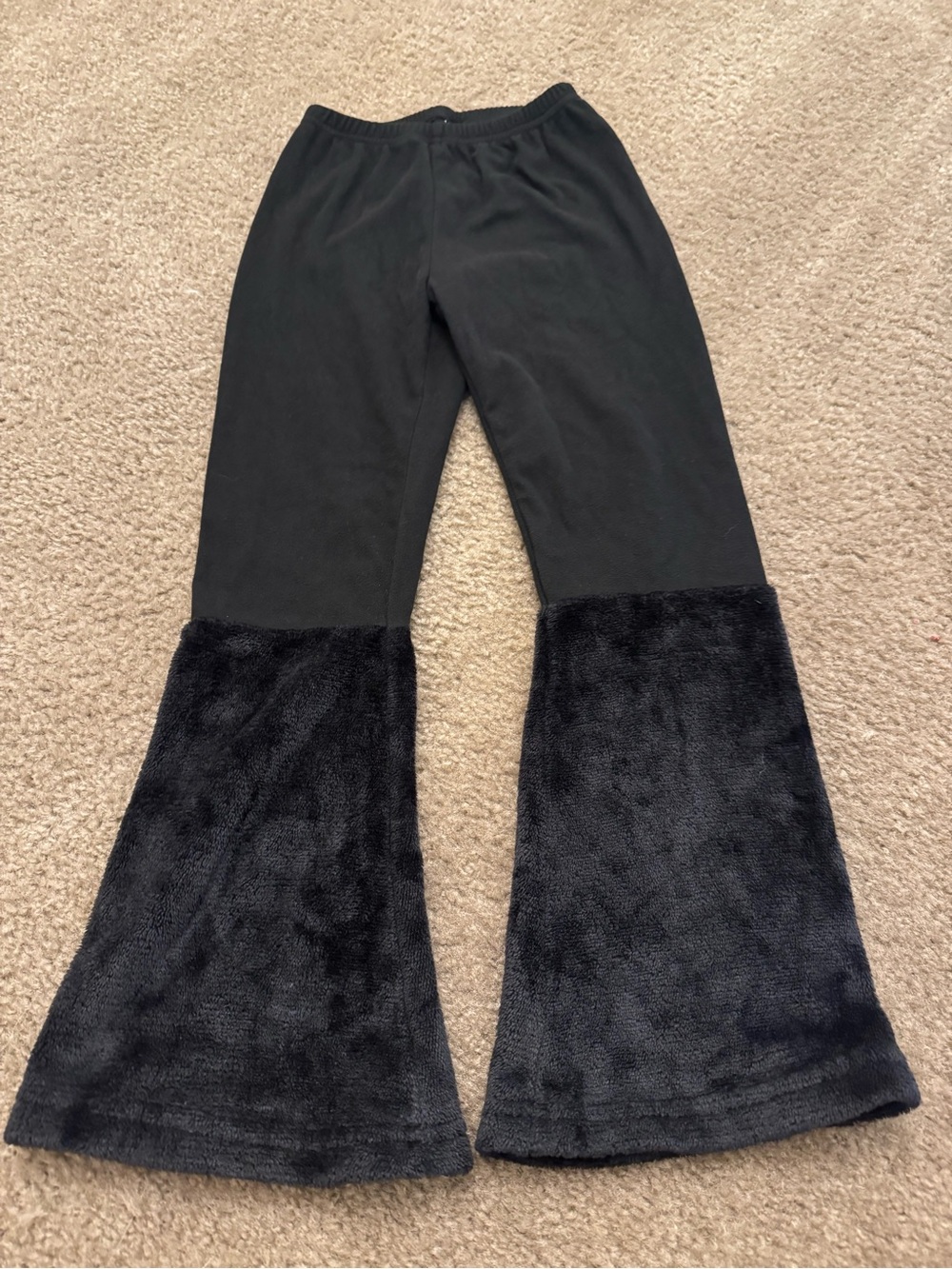 Black Faux-Fur Flare Kids Pants - size M